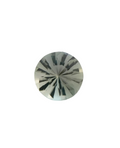 Round cut gemstone with a starburst pattern on a light gray background