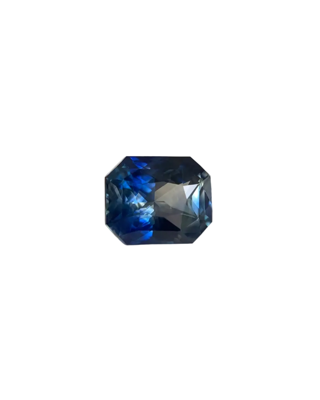 Octagonal Emerald Cut Blue Sapphire