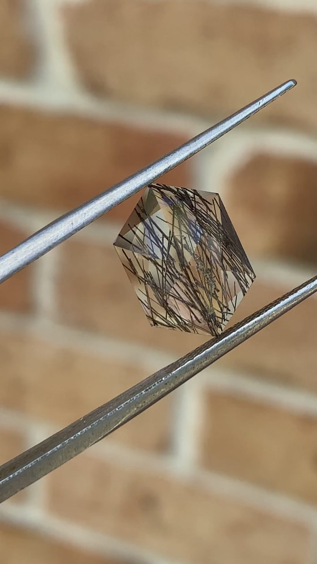 Long Hex Rose Cut Black Rutilated Quartz - 3.16CT