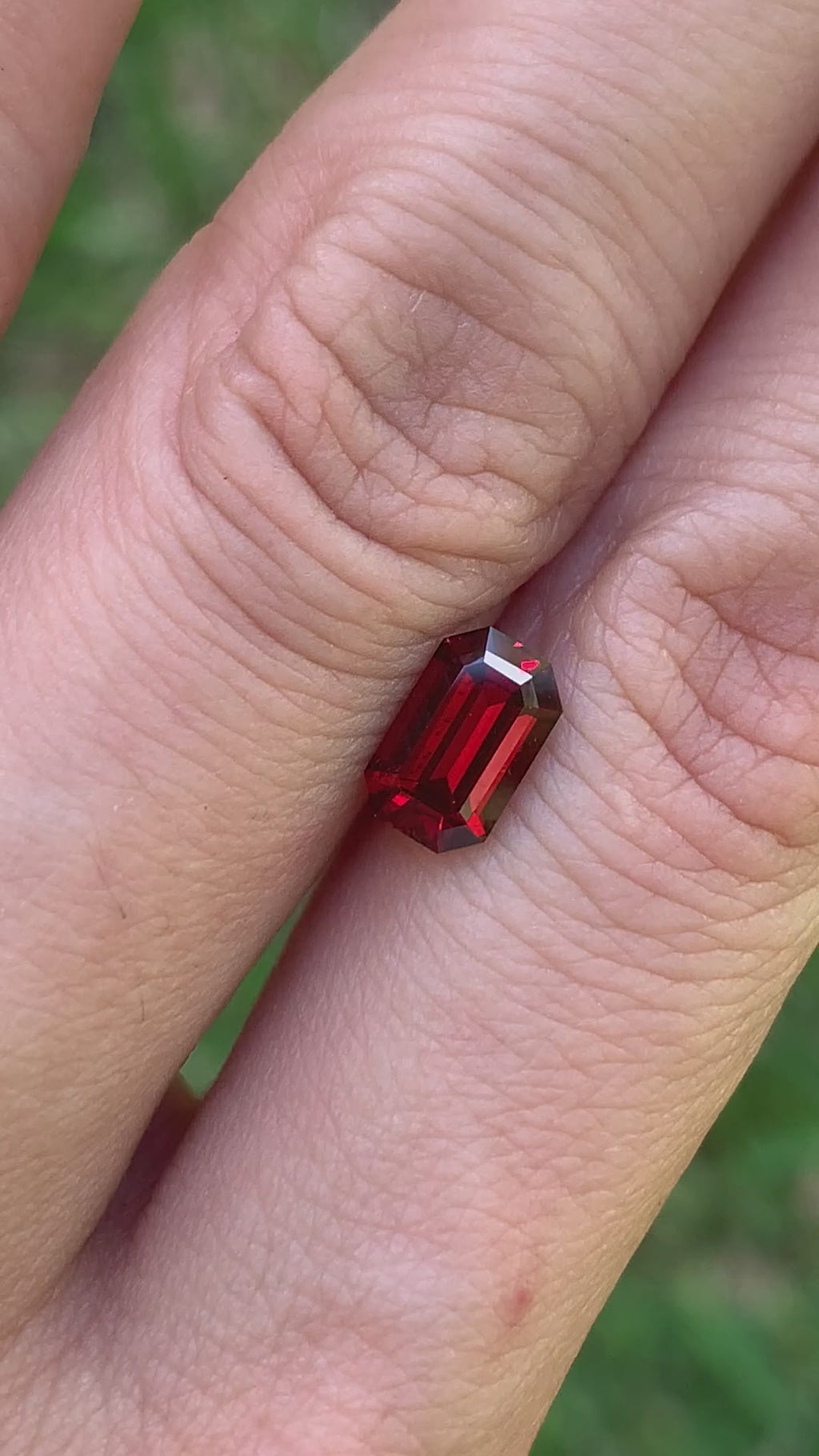 Long Octagon Cut Red Garnet - 1.32CT